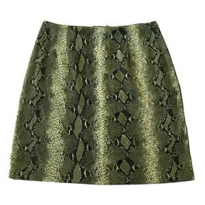 Vintage 90’s Y2K Green Snake Print Mini Skirt Sz 14 Evening Holiday Cocktail
